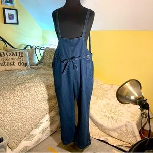 Size 1X Jean Baby-Bib Overalls w adjustable straps & drawstring